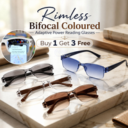 Rimless Bifocal Coloured Adaptive Power Reading Glasses Buy 1 Get 3 Free (4BOC6RG2)
